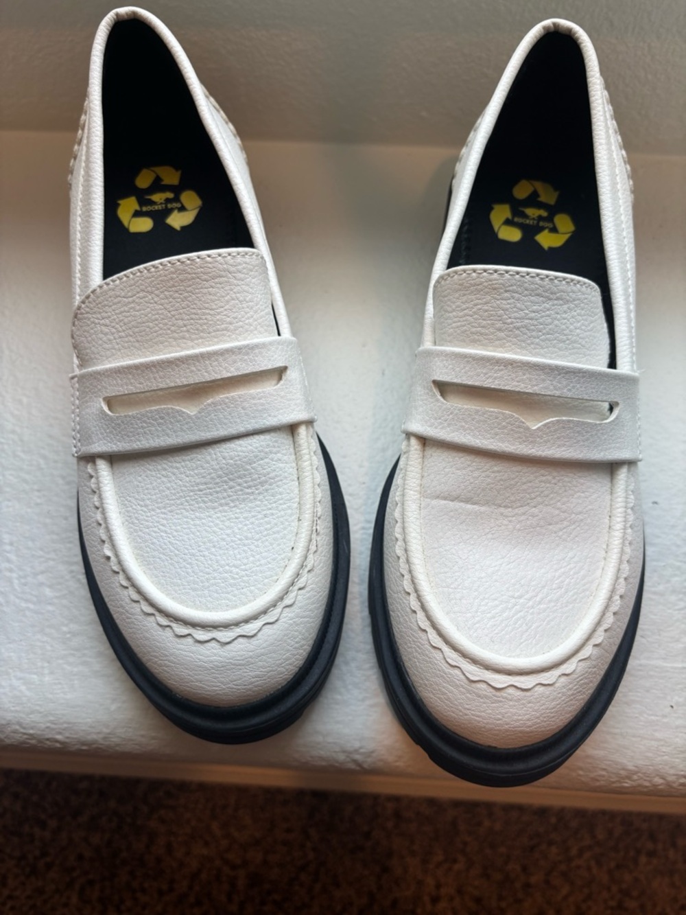 Rocket Dog White Penny Loafers with Black Outsole